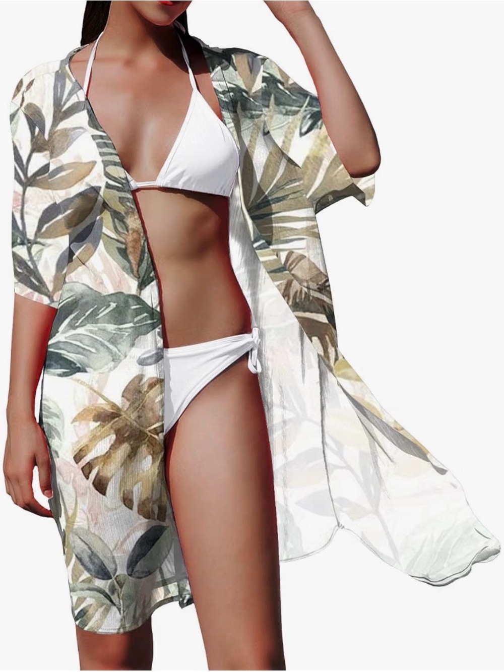 Tropical Leaf Cover-Up Kimono Size 1X